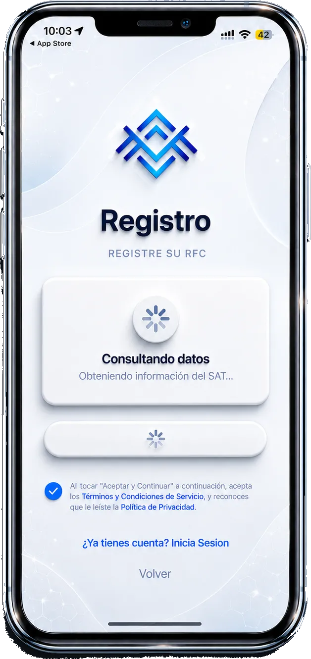 Registro: la app consulta los datos del RFC en el SAT