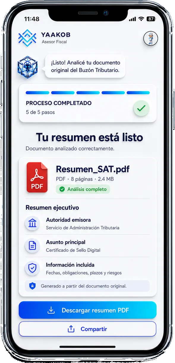 Resumen ejecutivo de un documento del SAT listo para descargar