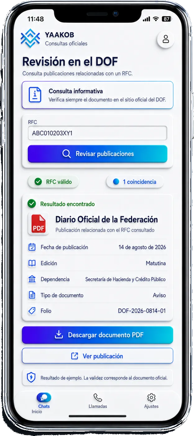 Revisión de publicaciones del Diario Oficial de la Federación por RFC